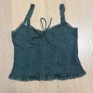 Edikted Lacey Knit Tank Top (Color: Olive, Size: S)